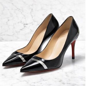 Christian Louboutin Black Patent Leather Pumps – Size 39.5 – Red Bottom Heels